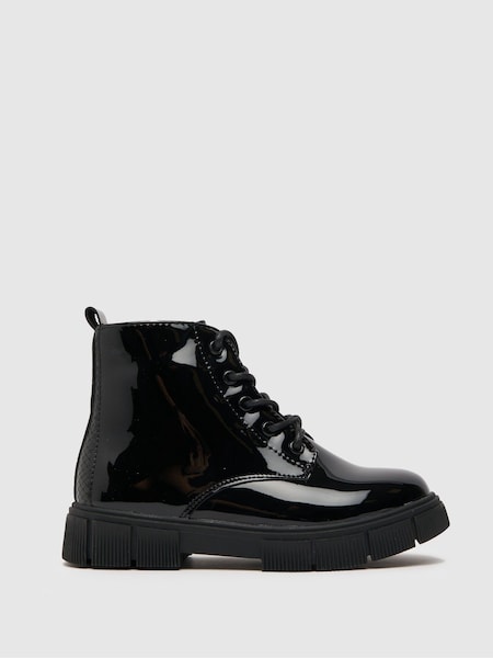 Schuh Black Chant Patent Lace Boots (C33254) | €17.50 - €18.50