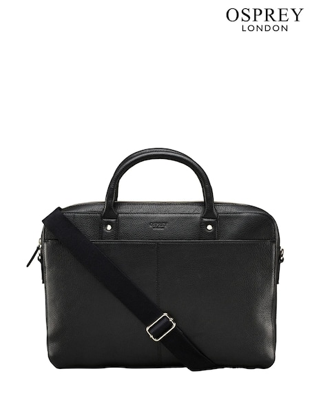OSPREY LONDON The Jacob Leather Black Laptop Bag (C33357) | 836 QAR