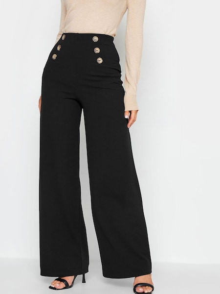 Yours Curve Black Button Detail Wide Leg Trousers (C33617) | €17.50