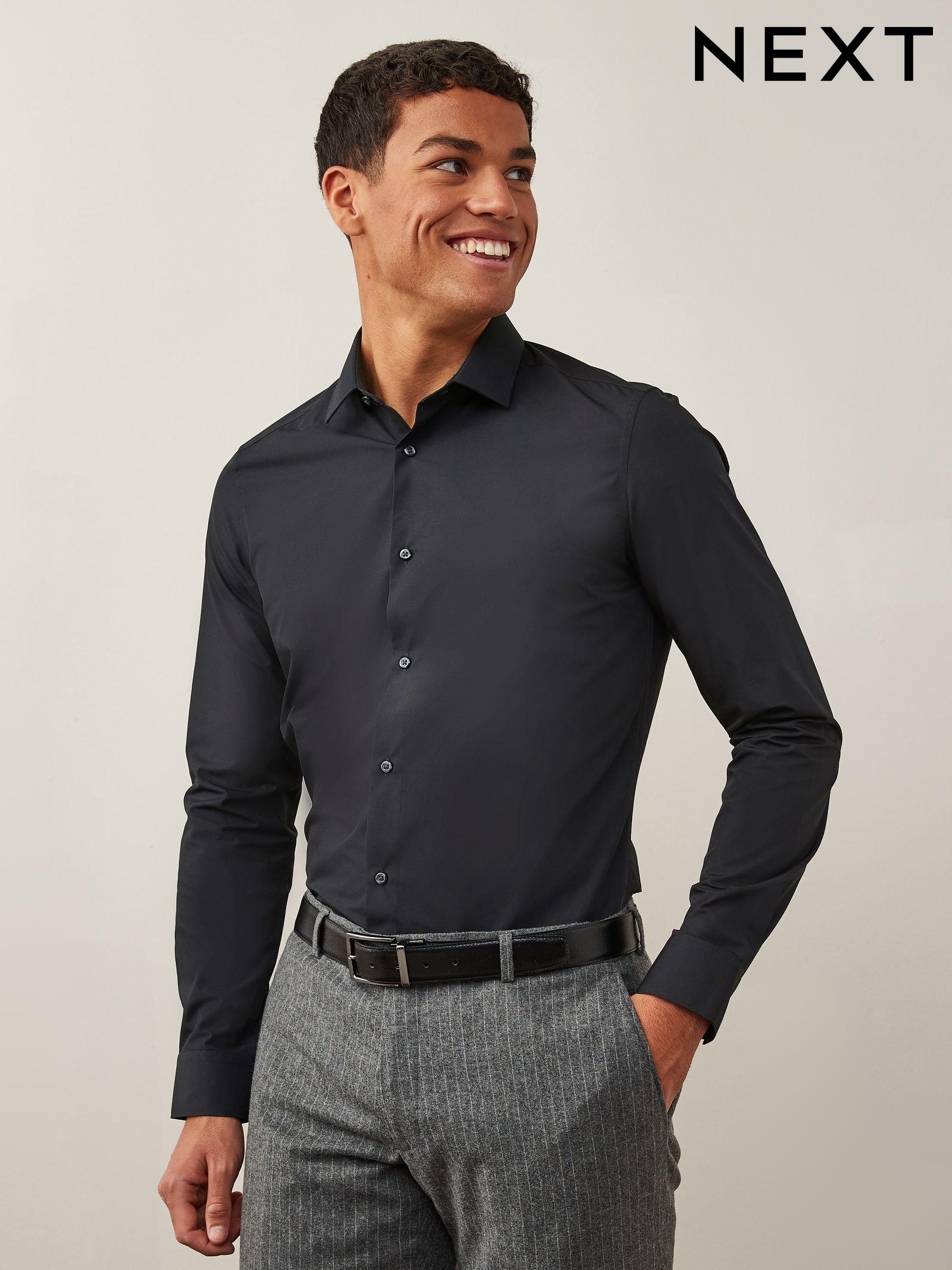 Black fitted shirts best sale
