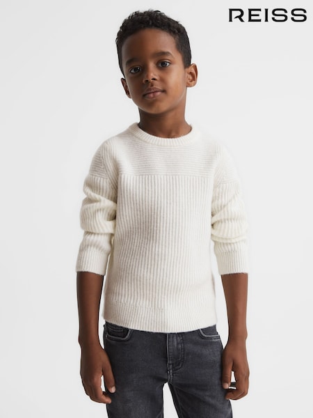 Crudo - Reiss Marcus Crew Neck Ribbed Wool Blend Jumper (C33886) | 50 €