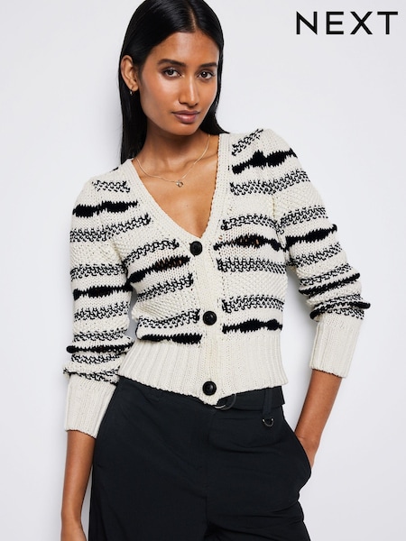 črna/bela - Stitchy Stripe Cardigan (C34036) | € 24