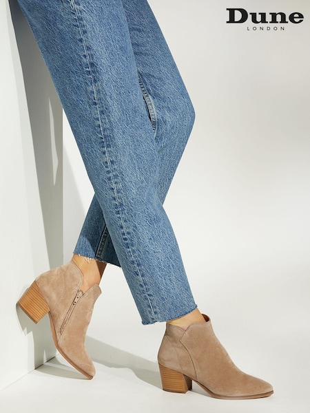 Dune London Natural Standard Fit Parlor Cropped Western Ankle Boots (C34216) | €186