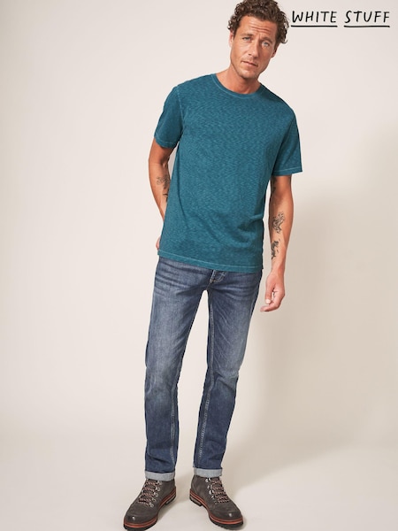 White Stuff Aqua Blue Abersoch 100% Cotton Short Sleeve T-Shirt (C34274) | R$ 245