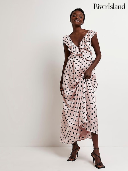 River Island Pink Maxi Ruffle Wrap Dress (C35443) | €15
