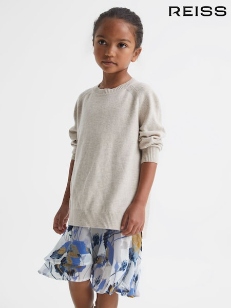 Reiss Blue Print Mia Senior Printed Dress With Crew Neck Jumper (C35594) | €45