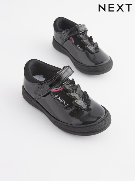 Črn patent - Infant School Leather Butterfly T-Bar Shoes (C35981) | € 27 - € 32