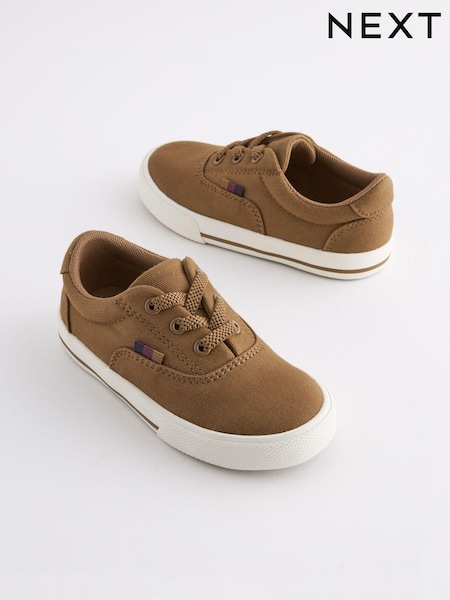 Tan Brown Elastic Lace Up Shoes (C36323) | €10 - €11