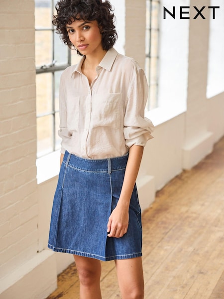 Rinse Blue Pleated Denim Mini Skirt (C36718) | €5