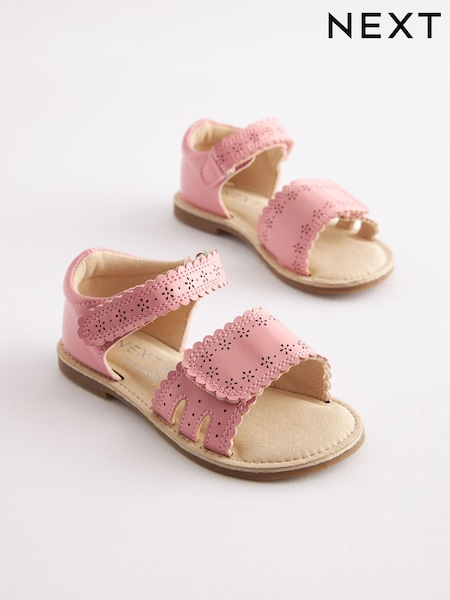 Pink Wide Fit (G) Adjustable Strap Scallop Sandals (C36773) | €5.50 - €6