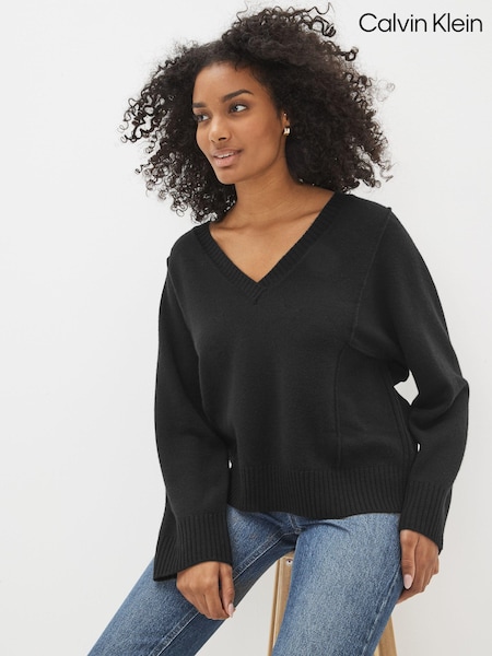 Calvin Klein Black Cashmere V-Neck Sweater (C36801) | €133