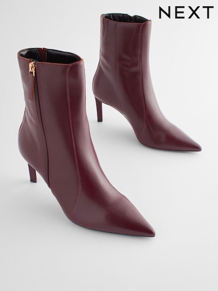Burgundy Red Forever Comfort® Point Toe Heeled Boots (C36882) | €31