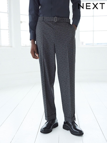 Grey EDIT Oversized Check Suit Trousers (C37005) | €25