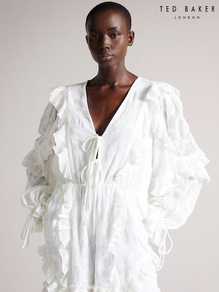Ted Baker White Puffball Sleeve Playsuit (C37321) | €140
