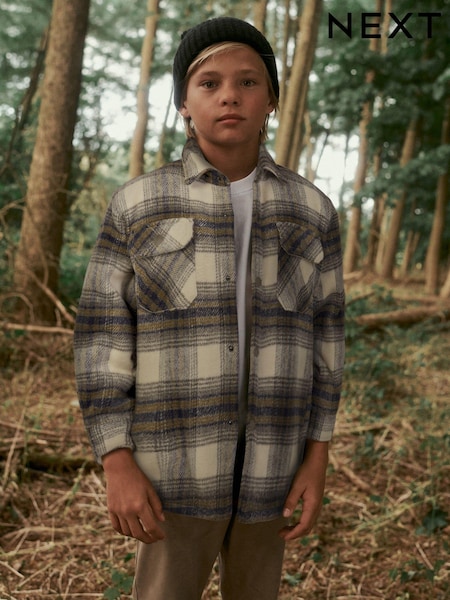 Grau - Check Shacket (3-16yrs) (C37556) | 4 € - 5 €