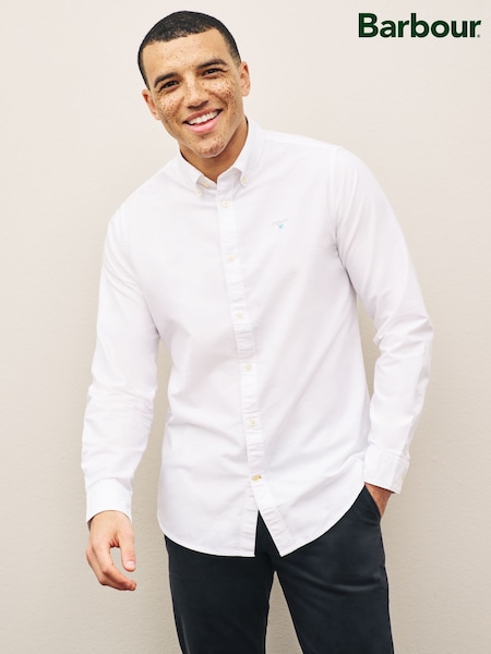 Barbour® White Oxtown Classic Oxford Long Sleeve 100% Cotton Shirt (C37727) | €89