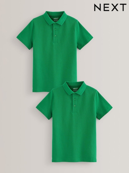 Verde - Cotton School Short Sleeve 100% Cotton Polo Shirts 2 Pack (3-16yrs) (C37732) | 8 € - 17 €