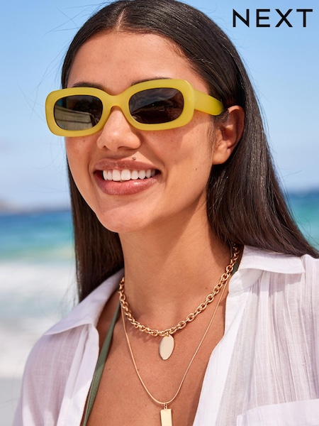 Lime Green Polarized Rectangle Sunglasses (C37791) | €3