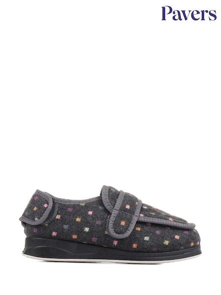 Pavers Grey Touch Fastening Full Slippers (C37832) | $44