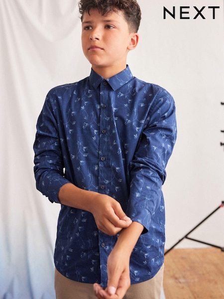 Marineblau/blau - Long Sleeve Smart Printed Shirt (3-16yrs) (C37839) | 9 € - 12 €