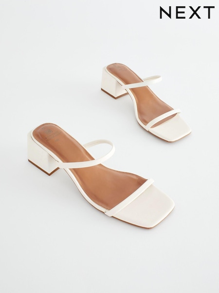 Bone White Regular/Wide Fit Forever Comfort® Two Band Block Heel Mules (C38084) | €7