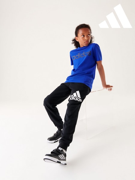 adidas Black Regular Fit Sportswear Essentials Big Logo Cotton Joggers (C38381) | €16