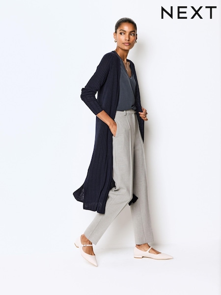 Mornarsko modra - Longine Linen Rib Cardigan (C38412) | € 21