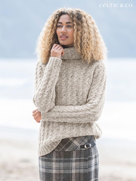 Celtic & Co. Natural Donegal Cable Roll Neck Jumper (C38673) | € 85