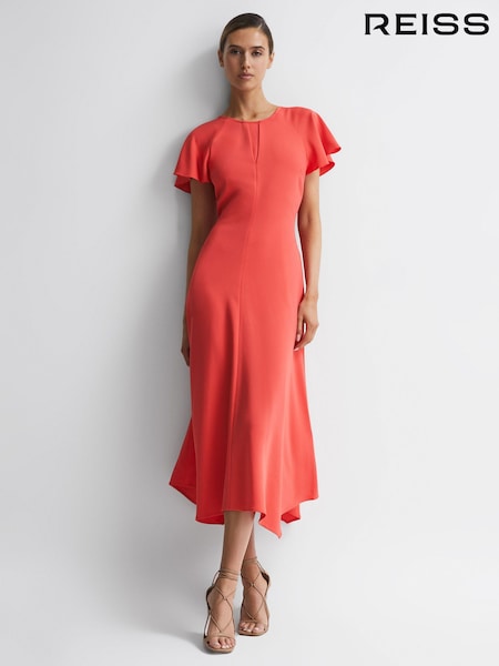 Reiss Coral Eleni Cap Sleeve Midi Dress (C38763) | €95