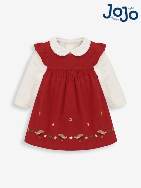 JoJo Maman Bébé Red 2-Piece Robin Baby Dress & Body Set (C38840) | €54