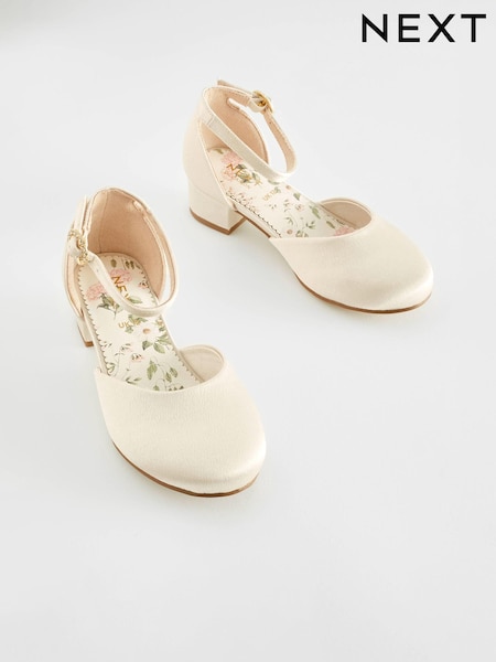Ivory Flower Girl Occasion Ankle Strap Low Heel Shoes (C38918) | 119 QAR - 153 QAR