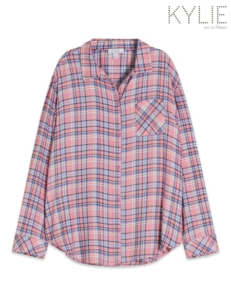 Kylie Teens Pink Tie Front Check Shirt (C39028) | €12