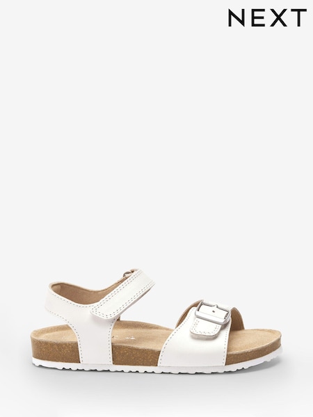 White Leather Wide Fit (G) Leather Corkbed Sandals (C39189) | €11 - €14.50