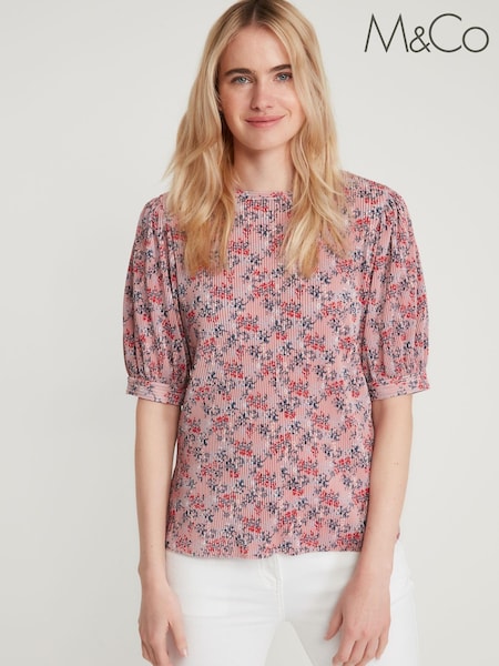 M&Co Ditsy Pink Jersey Top (C39763) | 11 €