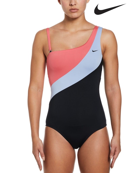 Nike Black/Lilac/Pink Colourblock Asymmetrical Swimsuit (C39822) | €20