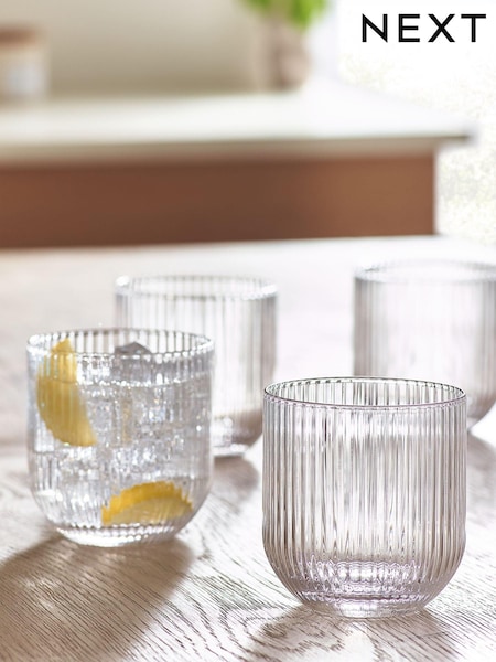 Clear Hollis Set of 4 Short Tumbler Glasses (C40293) | $32