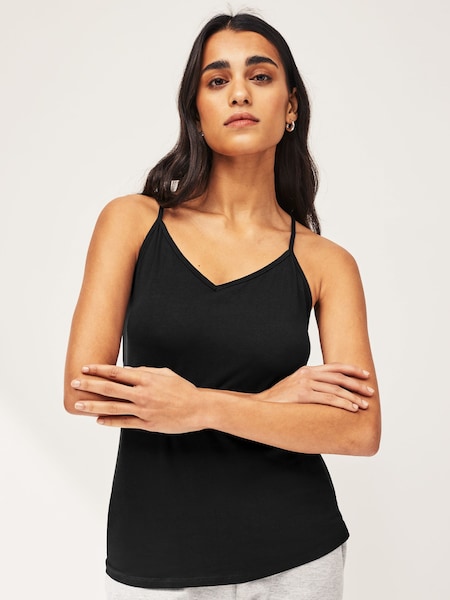 Black V-Neck Thin Strap Vest (C40702) | AED13