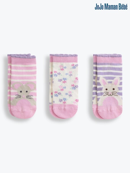 JoJo Maman Bébé Girls' 3-Pack Bunny Socks (C40821) | 15 €