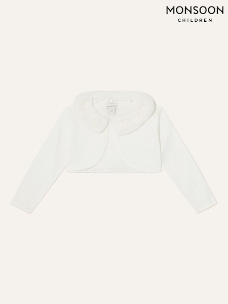 Naravni - Monsoon Baby Supersoft Faux Fur Collar Cardigan (C40876) | € 30 - € 33