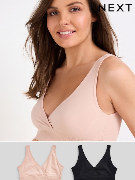 Черный/розовый - Maternity Nursing Wrap Cross-Over Seamfree Bras 2 Pack (C40953) | €18