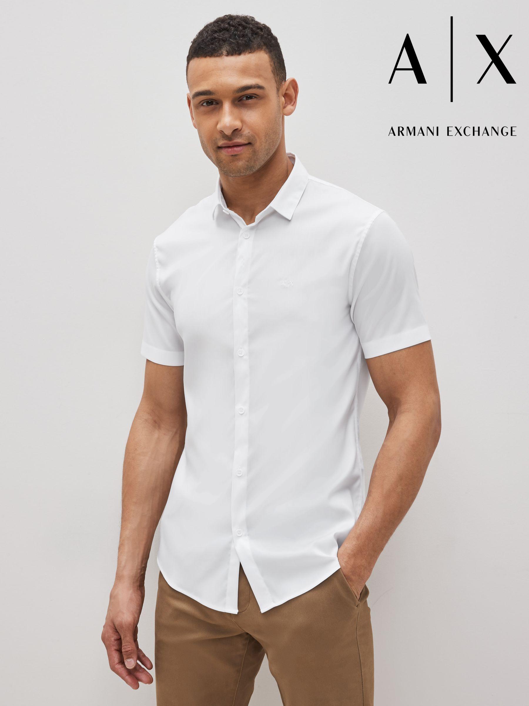 Men s Armani Exchange White Short Sleeve Shirts Next Luxembourg
