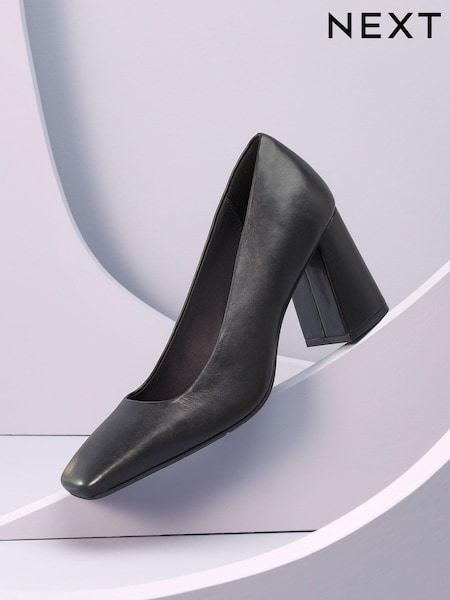 Black Forever Comfort® With Motionflex Square Toe Block Heel Shoes (C41965) | €31.50