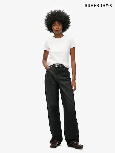 Superdry Black Cotton Vintage Wide Leg Jeans (C42016) | €99