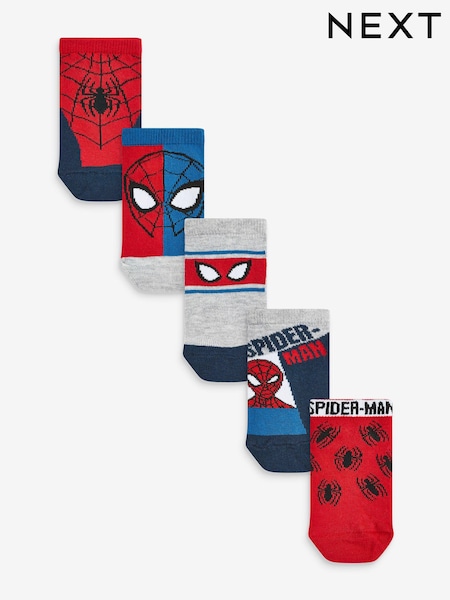 Spider-Man Red/Blue Cotton Rich Trainer Socks 5 Pack (C42136) | €5 - €6