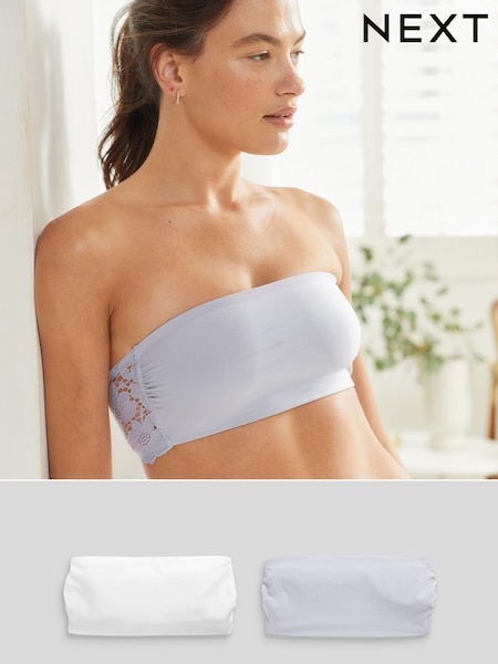 Blau/Weiß - Lace Bandeau Bras 2 Pack (C42234) | 4 €