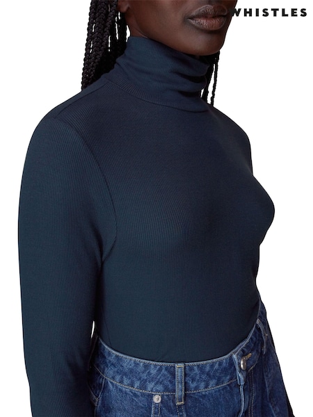 Whistles Blue Essential Ribbed Jumper (C42260) | $49