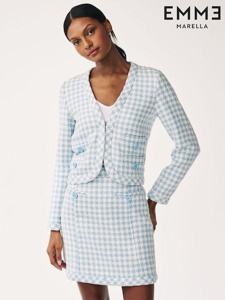 Emma Marella Blue Sera Gingham Crop Jacket (C42674) | €89