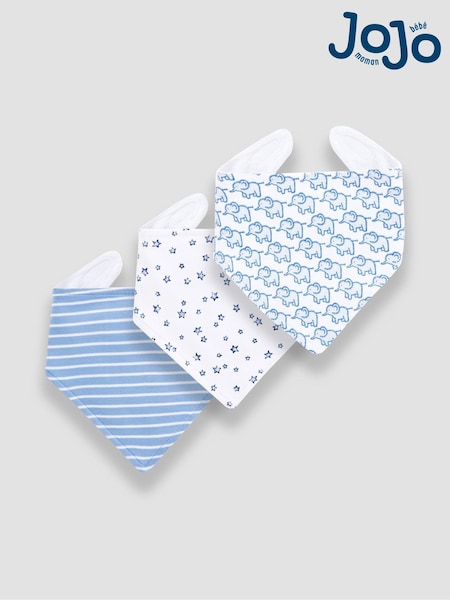 JoJo Maman Bébé Baby Blue 3-Pack Cotton Baby Dribble Bibs (C43303) | $19