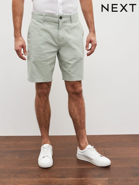 Light Green Slim Stretch Chino Shorts (C43406) | €2