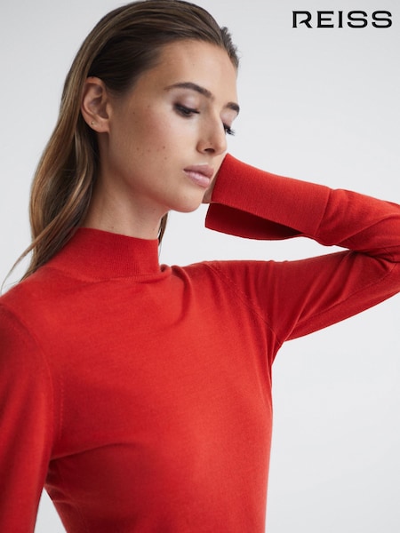 Reiss Red Sasha Merino Wool Split Sleeve Jumper (C43489) | €25